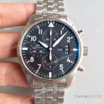 Replica Swiss IWC Pilot 7750 Stainless Steel Black Dial Watch 43MM